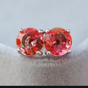 💫💫NEW💫💫STUNNING!! 7MM Round Pink and Yellow Tourmaline Stud Earrings💫💫